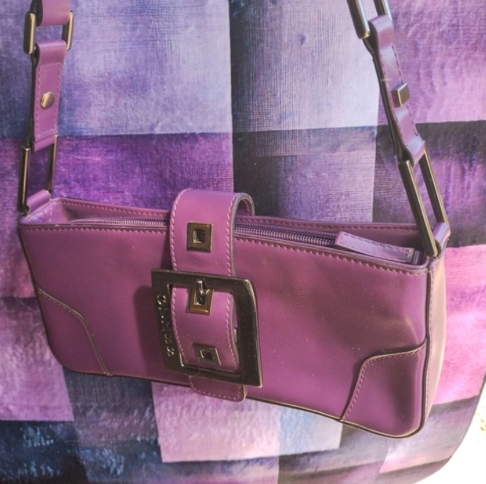 Guess Purple Handbag with Metallic Buckle